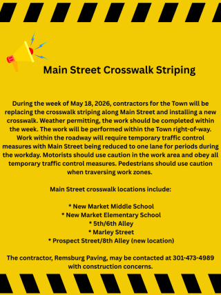 Notice of Main Street Crosswalk Striping | New Market, MD