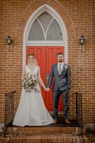 Bride and Groom outside of church