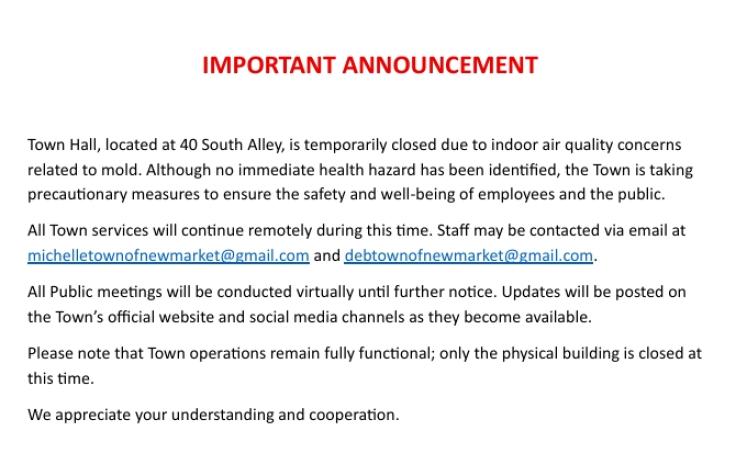 Town Hall Closed